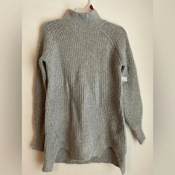 dip Sweaters - Dip Womens grey turtle neck sweater asymmetrical front acrylicwool blend size XS